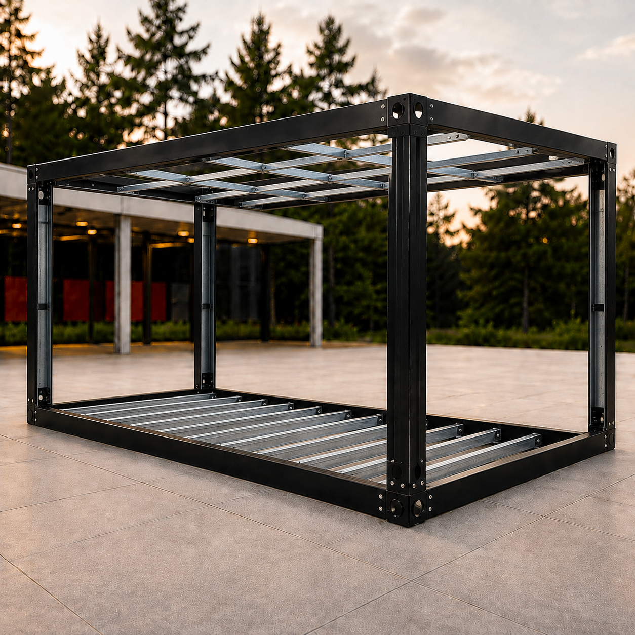 Modex modular container frame kit with roof steel
