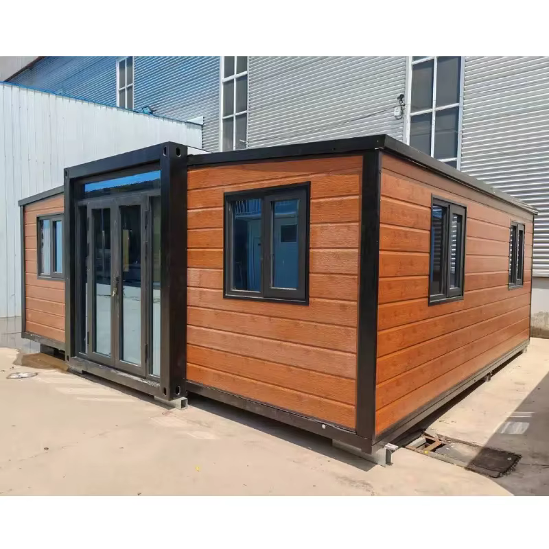 prefab expandable container house featuring 2 bedrooms, living room, kitchen and bathroom modular home