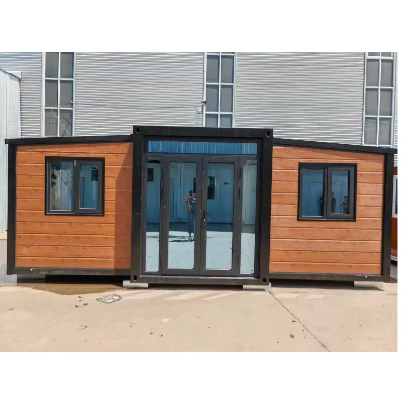 prefab expandable container house featuring 2 bedrooms, living room, kitchen and bathroom modular prefab home